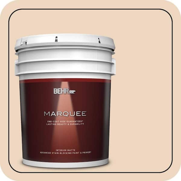 BEHR MARQUEE 5 Gal. #PPU4-10A Sandy Beige Matte Interior Paint and Primer