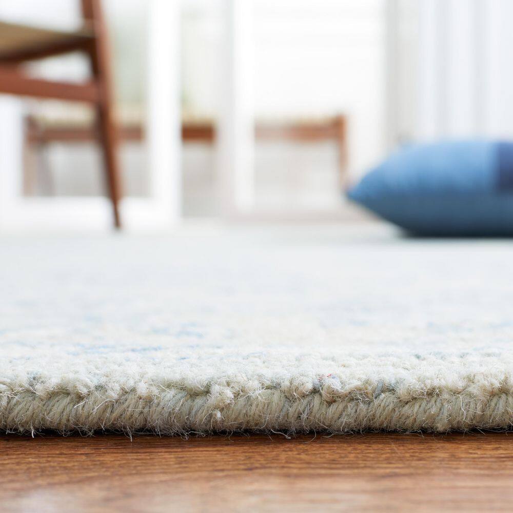 Micro-Loop Blue/Beige 9 ft. x 12 ft. Border Medallion Area Rug - thumbnail 6