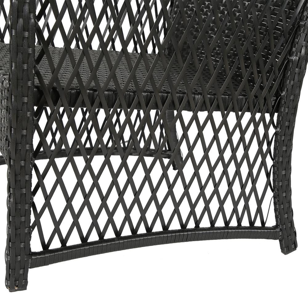 Hillroad Black/Beige 3-Piece Woven Rattan Wicker Patio Set