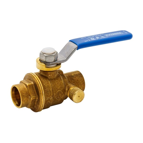 Everbilt 1/2 in. Forged Brass Sweat x Sweat Stop and Waste Ball Valve