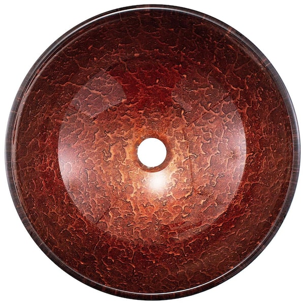 Giovanni Copper Glass 17 in. L x 17 in. W x 6 in. H Round Vessel Bathroom Sink