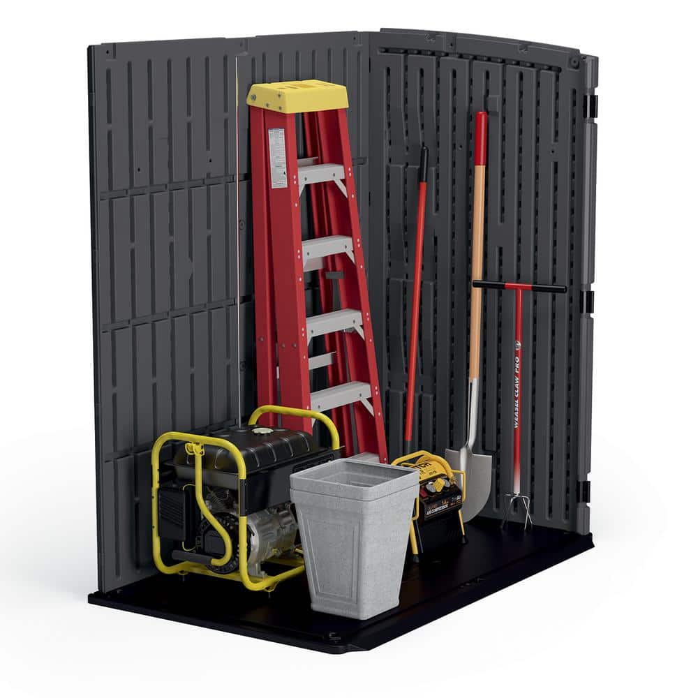 Gray Resin Vertical Storage Shed with Double Doors