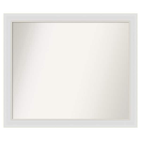 Amanti Art Flair Soft White Narrow 34 in. x 29 in. Custom Non-Beveled Satin Recycled Polystyrene Bathroom Vanity Wall Mirror