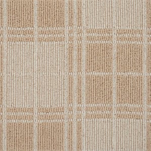 Checkerboard - Flax/Ivory - Beige 12 ft. 27 oz. Wool Pattern Installed Carpet