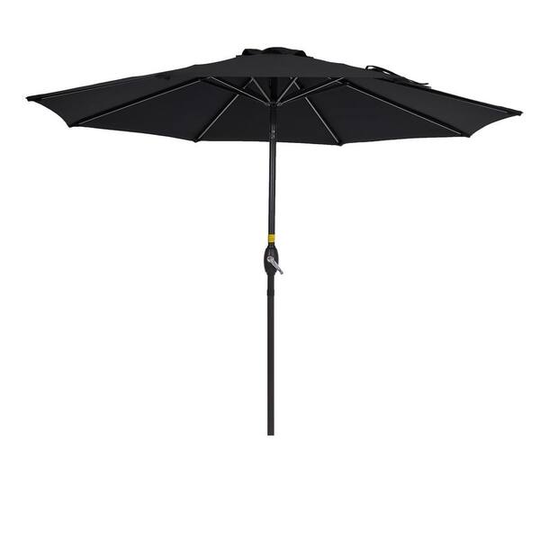 Inner Decor Levy 9 ft. Steel Market Tilt Patio Umbrella in Black without Base