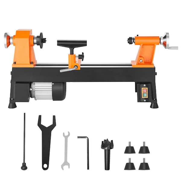 Tabletop Wood Lathe, Dimensions 10 x 18 in. Motor Strength 0.5 HP 370-Watt, Offers Wood Crafting w/ 5-Adjustable Speeds