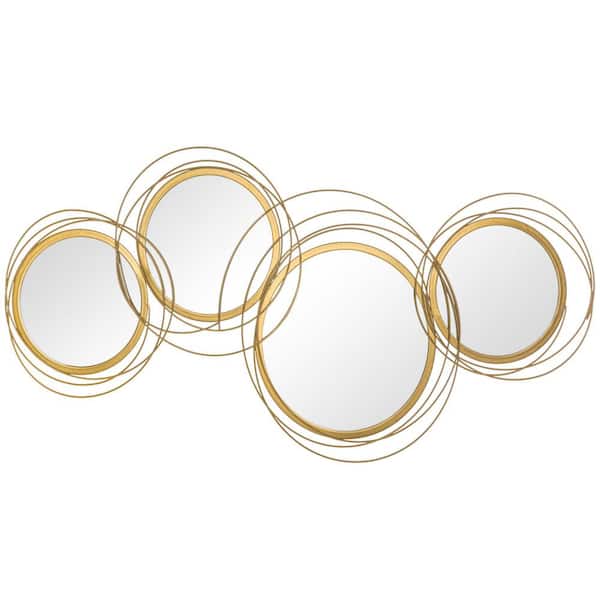 Unbranded 42.3 in. W x 22 in. H Round Metal Frame Wall Art Modern Mirror Decor, Home Hanging Wall Sculptures