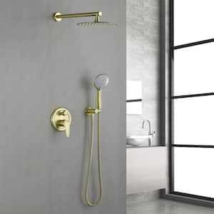 Dowell 5-Spray 10 in. Shower Head Wall Mount Fixed and Handheld Shower Head 2.5 GPM in Brushed Gold