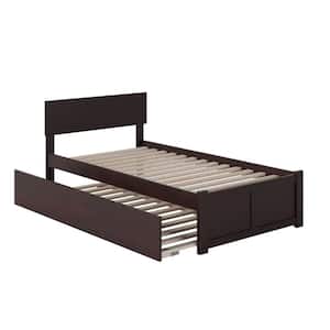 Orlando Espresso Twin Platform Bed with Flat Panel Foot Board and Twin Size Urban Trundle Bed