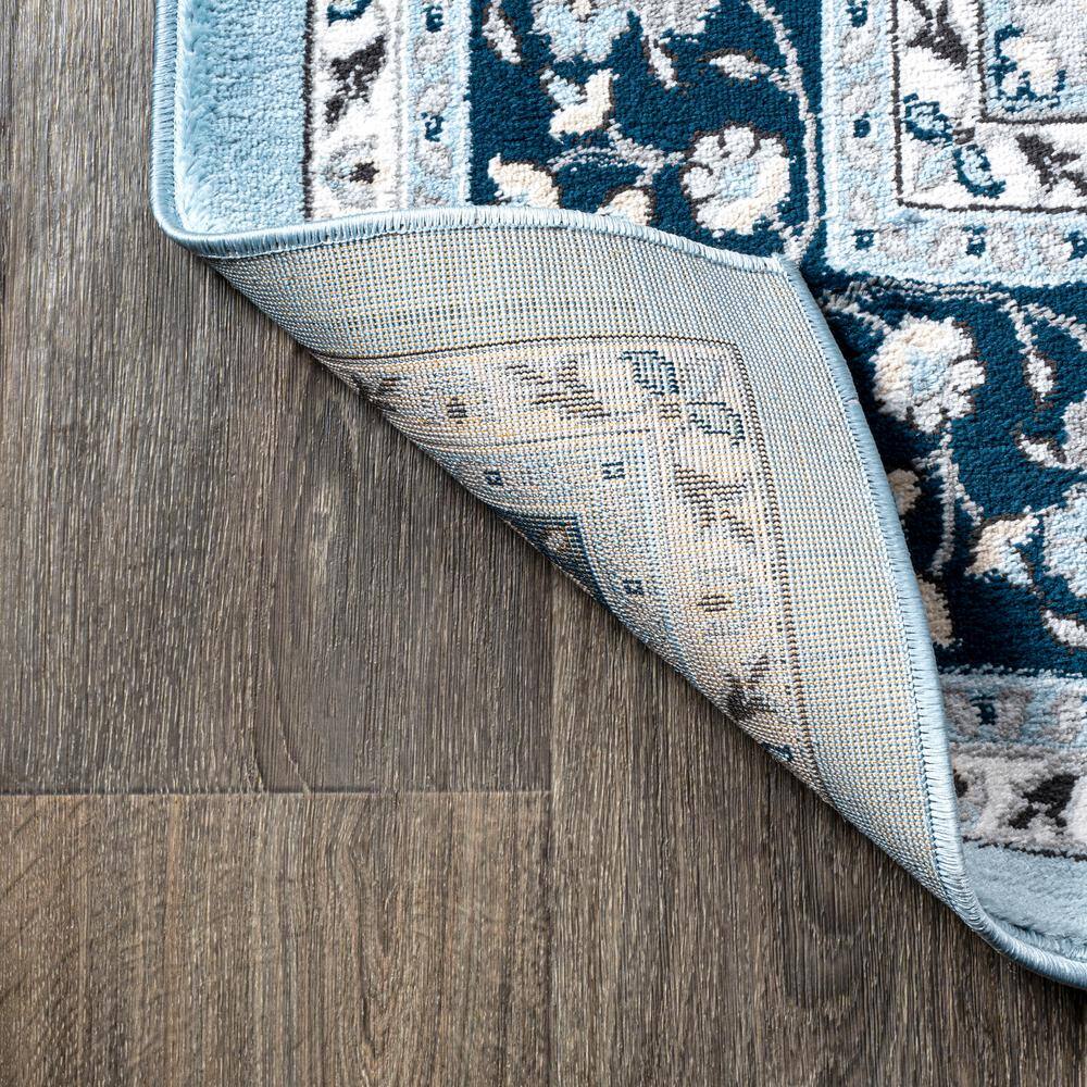 Reversible Blue/Navy Synthetic Rectangular Area Rug