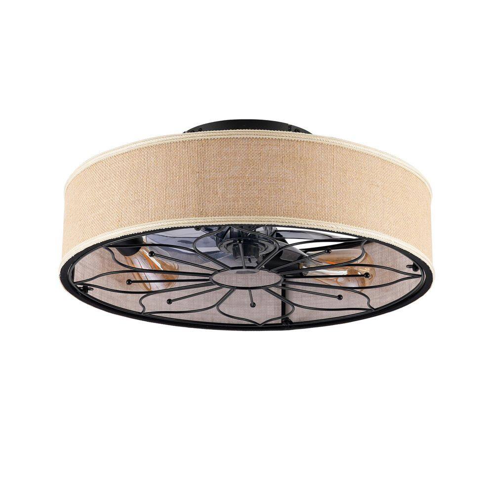 20 in. Matte Black Frame Farmhouse Bladeless Ceiling Fan with Brown Fabric Shade and Remote--NOT INCLUDED BULBS price history on PriceWatchPro