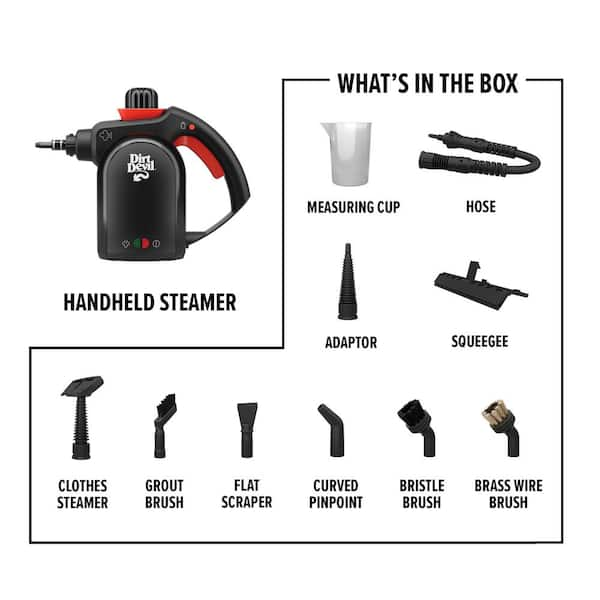 7-in-1 Portable Corded Handheld Steamer with 7 Muli-Surface Cleaning Tools, Steam Control, Chemical Free Cleaner, Black