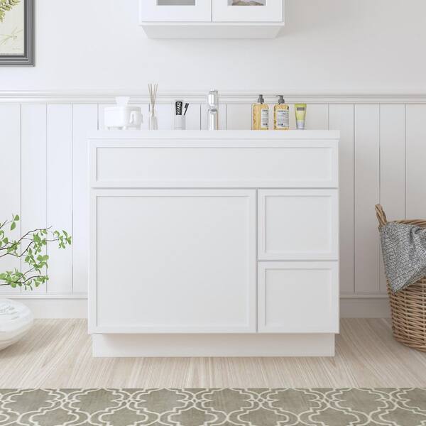 Vanity Art 36 in. W x 21 in. D x 32.5 in. H 2-Right Drawers Bath Vanity Cabinet without Top in White