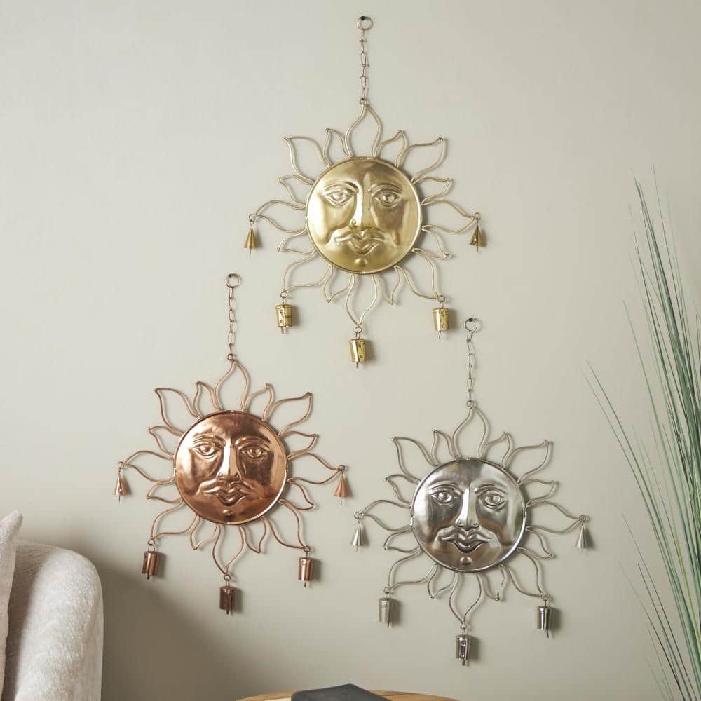 17 in. Multicolor Metal Sun Wind Chimes with Bells