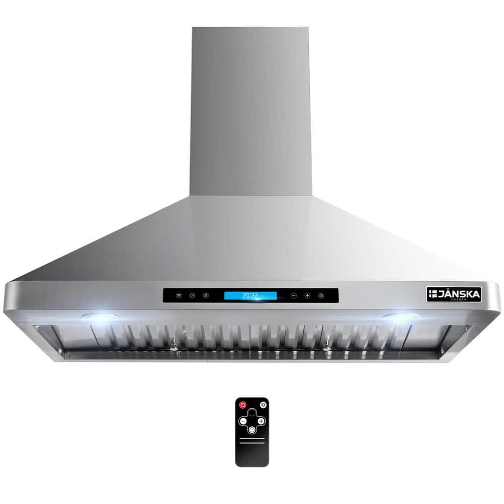 36 in. 870 CFM Wall Mount Ducted Range Hood with SS Filters, Digital Display, LED Lights and Remote in Stainless Steel