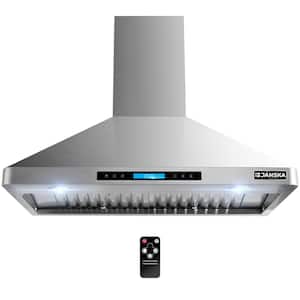 36 in. 870 CFM Wall Mount Ducted Range Hood with SS Filters, Digital Display, LED Lights and Remote in Stainless Steel