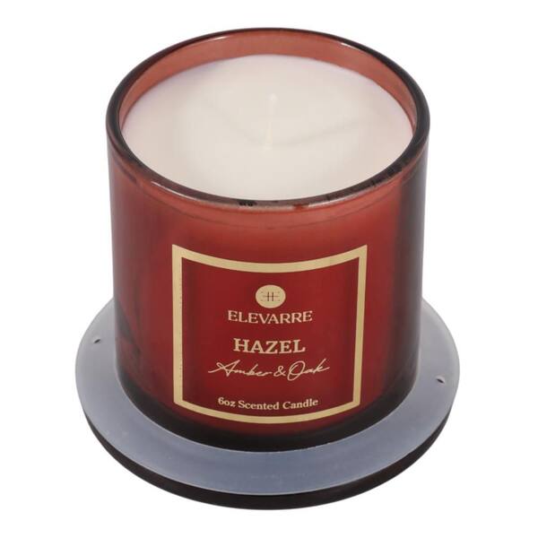 Liv & Skye 3.5 in. Red Amber and Oak 1 Wick Candle HD80586-08