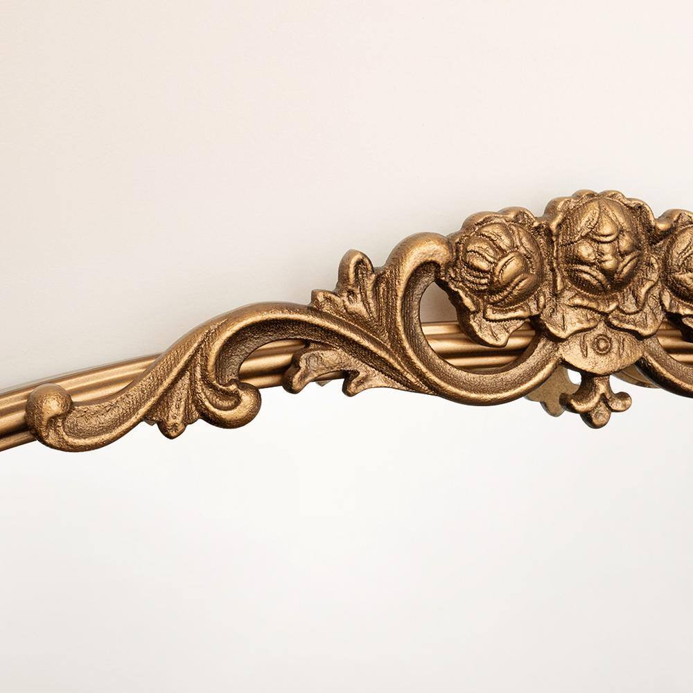 36" Round Gold Metal Frame Baroque Wall Mirror
