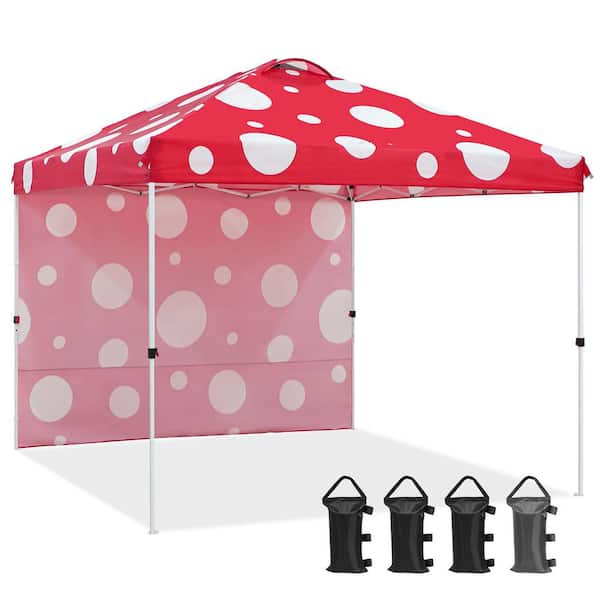 10 ft. x 10 ft. Multi-Colored Instant Canopy Pop Up Tent with 1 Sidewall Wheeled Bag and 4 Weight Bags