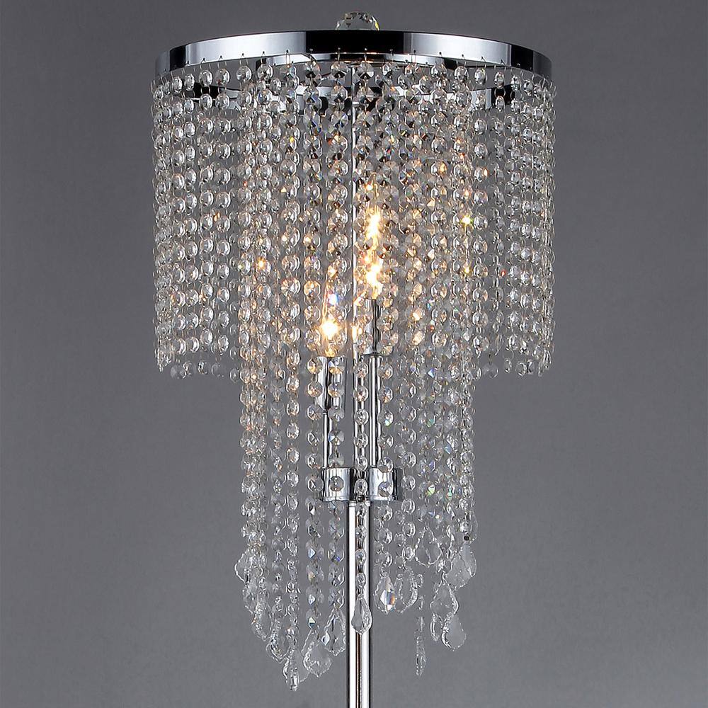 Elegant Chrome and Crystal 15" Floor Lamp for Soft Illumination
