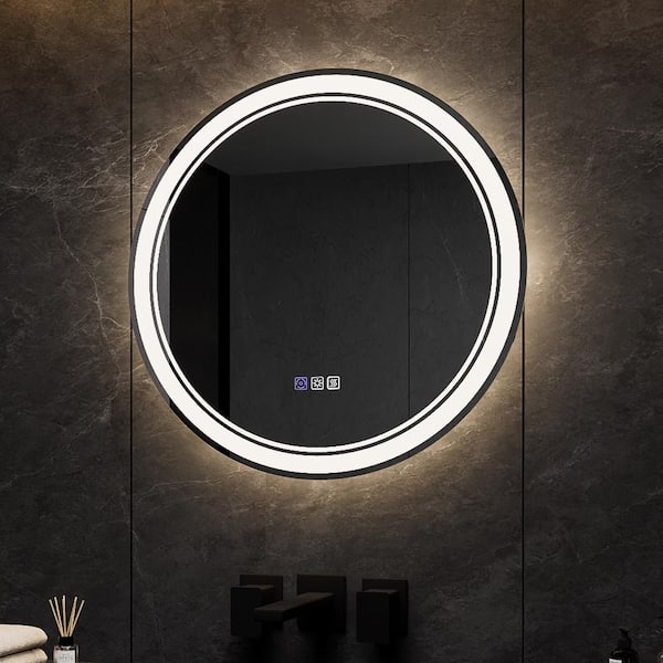 24 in. W x 24 in. H Medium Round Frameless Anti-Fog LED Wall Bathroom Vanity Mirror Lighted Mirror