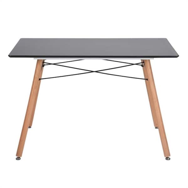 Donason 47.2 in. Rectangular Black Wood Top with Metal Frame (Seats-4)