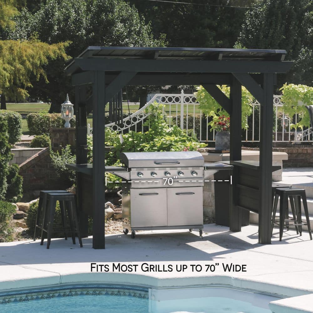 Rockport Black Steel Grill Gazebo with Galvanized Countertops