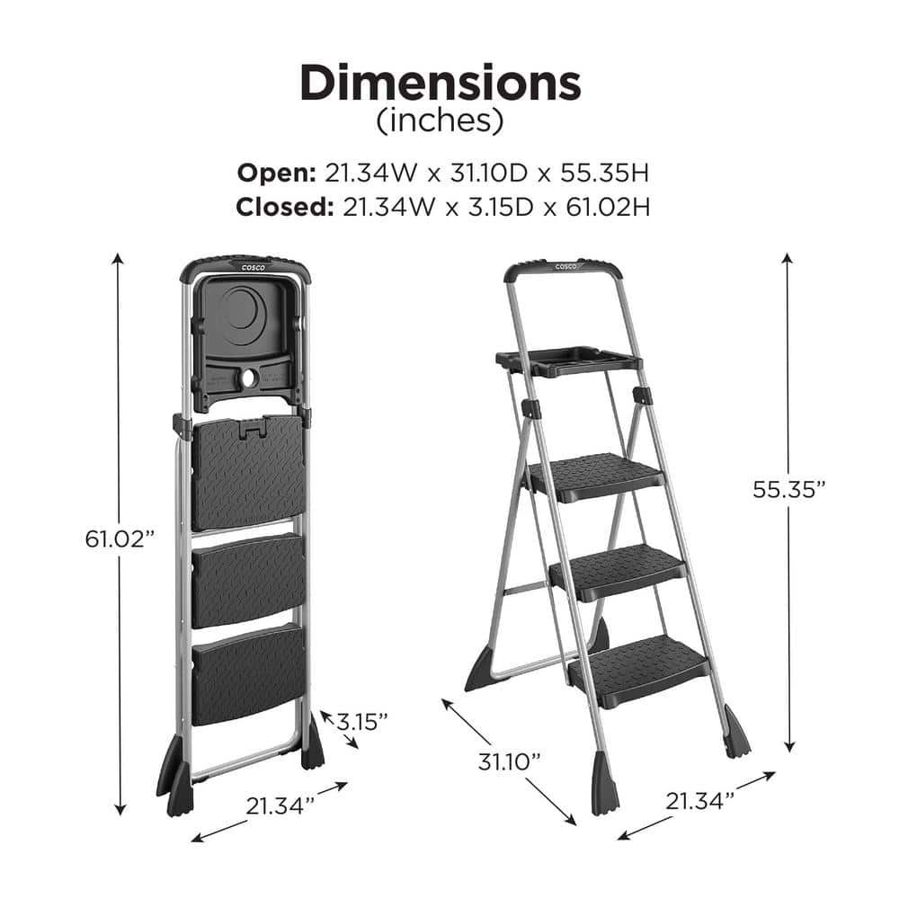 Cosco 4 ft. Steel Max Work Platform Ladder with 225 lbs. Load Capacity 11880PBL1E