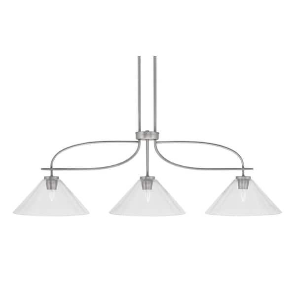 Unbranded Olympia 14 in. 3-Light Chandelier Graphite Clear Bubble Glass Shade