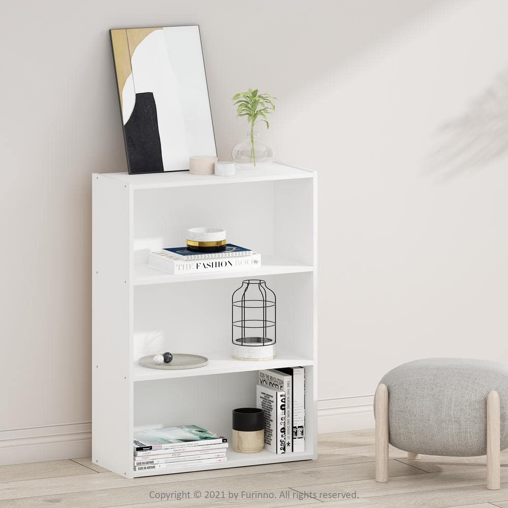 Plain White 3-Tier Laminated Wood Kids' Shelf