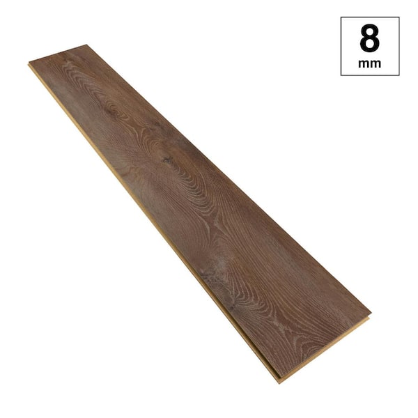 TrafficMaster Cowley Creek Oak 8 mm T x 47.6 in. W Water Resistant Laminate Wood Flooring (21.3 sqft/case)