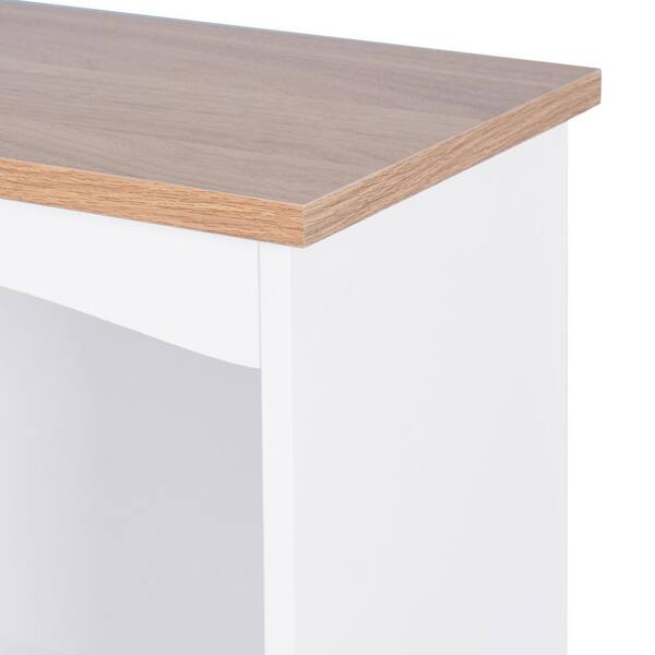 FUNKOL 23.62 in. x 15.75 in. x 49.41 in. 4-Layer White MDF Ready to Assemble Kitchen Cabinet w/Microwave Cabinet and 2-Drawers