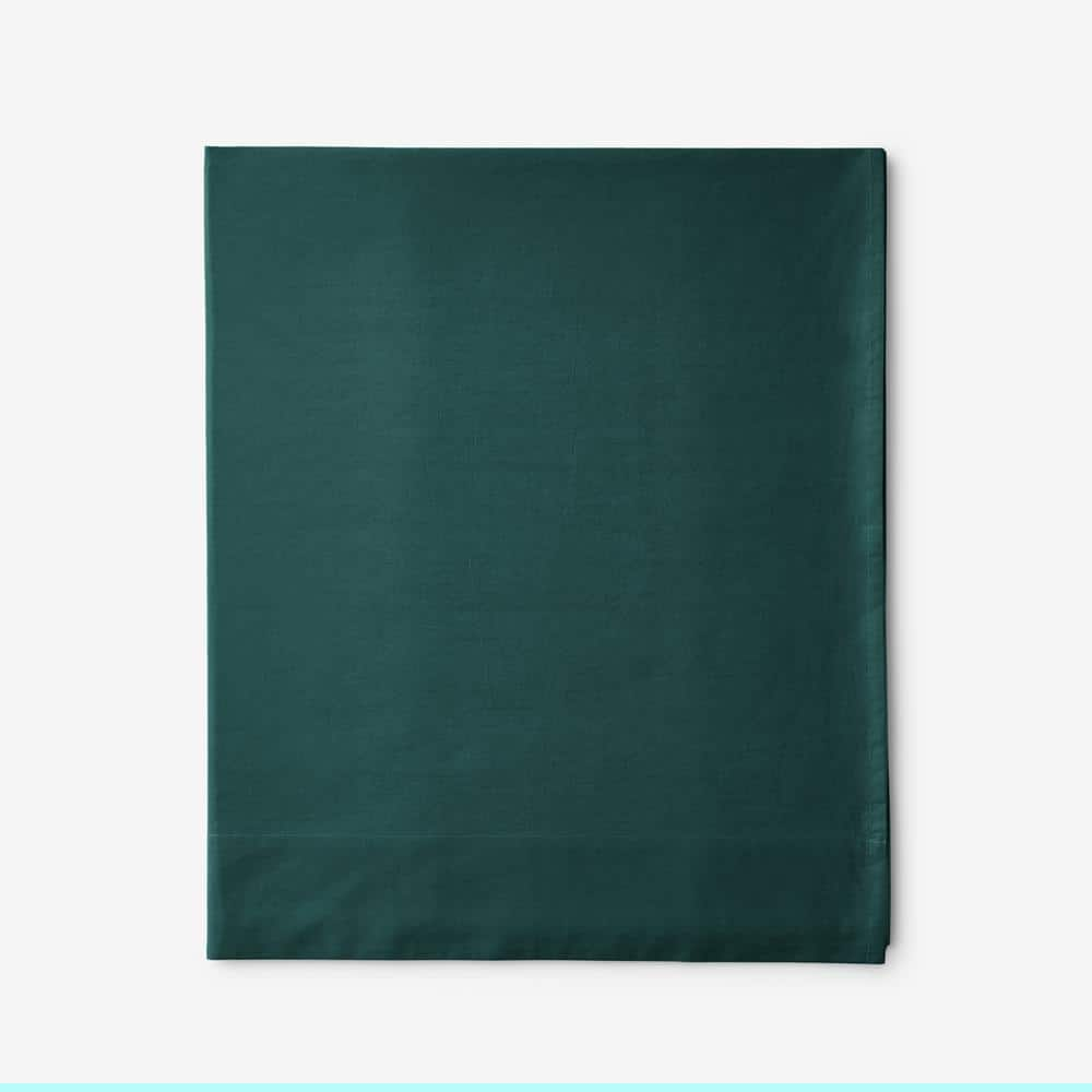 Company Cotton Hunter Green Cotton Percale King Extra Deep Flat Sheet -  The Company Store, 50652H-K-HNTRG