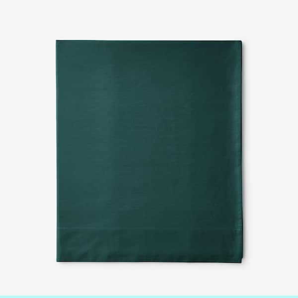 The Company Store Company Cotton Hunter Green Cotton Percale King Extra Deep Flat Sheet