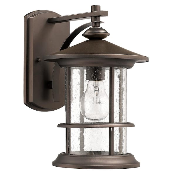 Unbranded Oil Rubbed Bronze Outdoor Hardwired Wall Sconce with No Bulbs, Wall Mount Lantern, Clear Seedy Glass, Waterproof