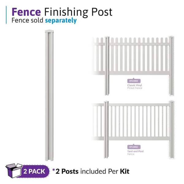 WamBam Fence 6 ft. x 4.5 in. x 4.5 in. Premium Vinyl Fence Posts with Caps (2-Pack)