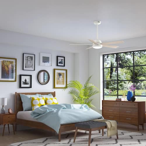 Sierra 52 in. Indoor/Outdoor Porcelain White Standard Ceiling Fan with LED Light Kit and Remote Control Lighting