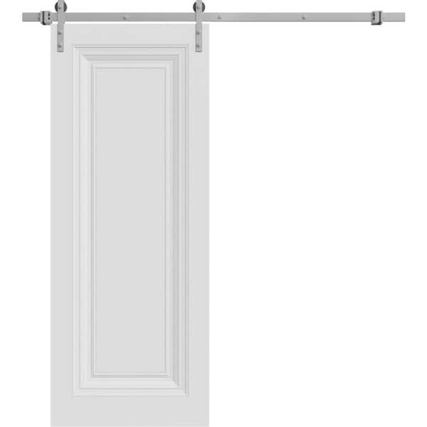 7111 28 in. x 80 in. Sold Core White Color Wood Sliding Barn Door with Hardware Kit