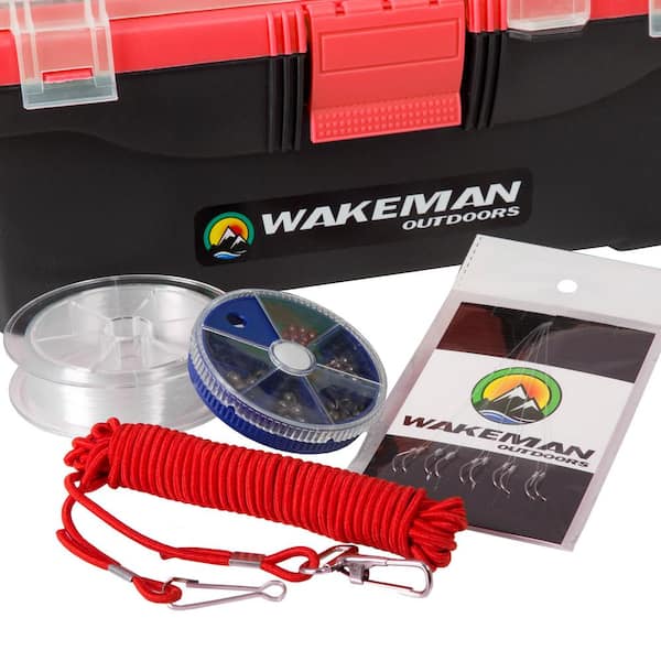 Wakeman Outdoors Red Fishing Single Tray Tackle Box Kit (55-Pieces