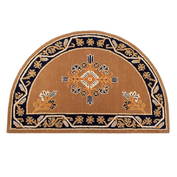 Jardin Half Round Hearth Rug, 56 Inch Long, Cocoa