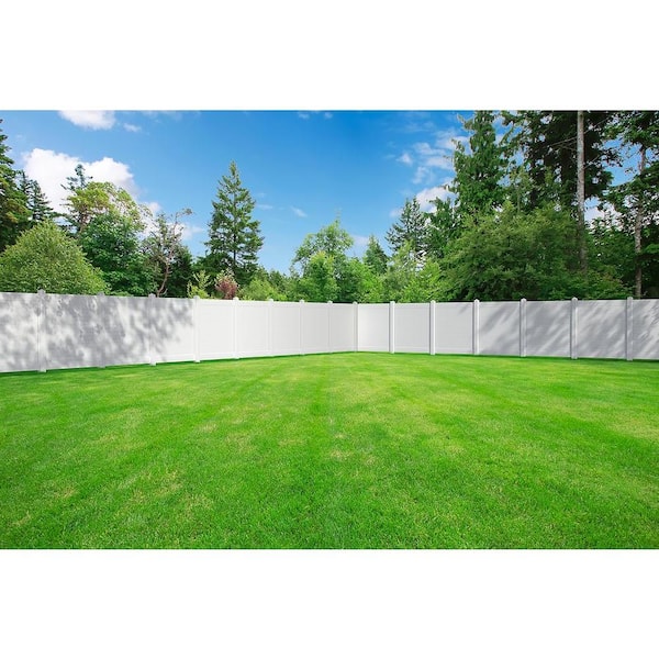 Veranda Linden 5 in. x 5 in. x 7 ft. White Vinyl Routed Fence Line Post