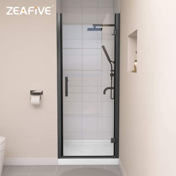 32 to 33-1/4 in. W x 72 in. H Semi-Frameless Pivot Swing Alcove Shower Door in Matte Black with Clear Glass Right Hinged