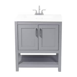 Tufino 31 in. Bath Vanity in Grey with Cultured Marble Vanity Top in White with White Basin