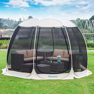 12 ft. x 12 ft. Beige Instant Pop Up Screen House Room Camping Tent, Mesh Walls, UPF 50+ UV Protection, Not Waterproof