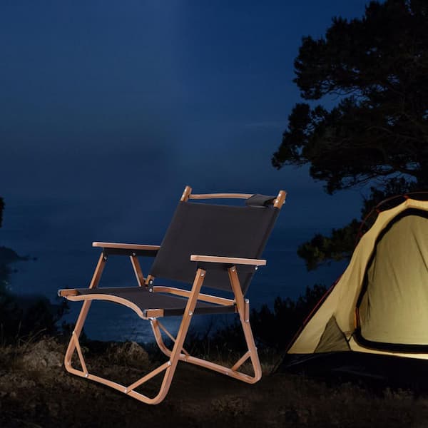 Folding Chairs Outdoor Folding Aluminum Alloy Chair Fishing Stool Chair  Portable Camping Beach Chair Folding (Color : Gold) Durable (Color : Black)