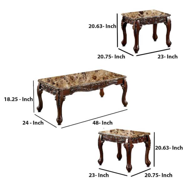 Rectangle Marble Coffee Table Set, 2 Piece Coffee Table Set B M