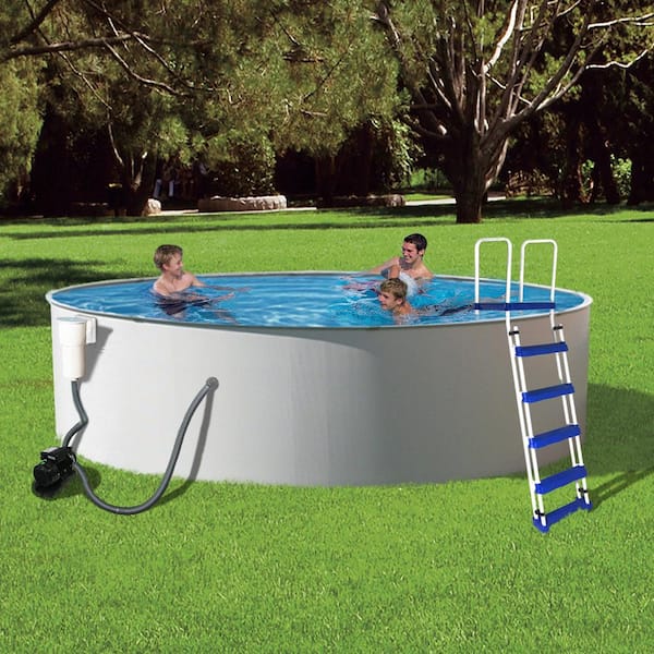 Blue Wave Presto 18 ft. Round x 52 in. Deep Metal Wall Above Ground Pool Package