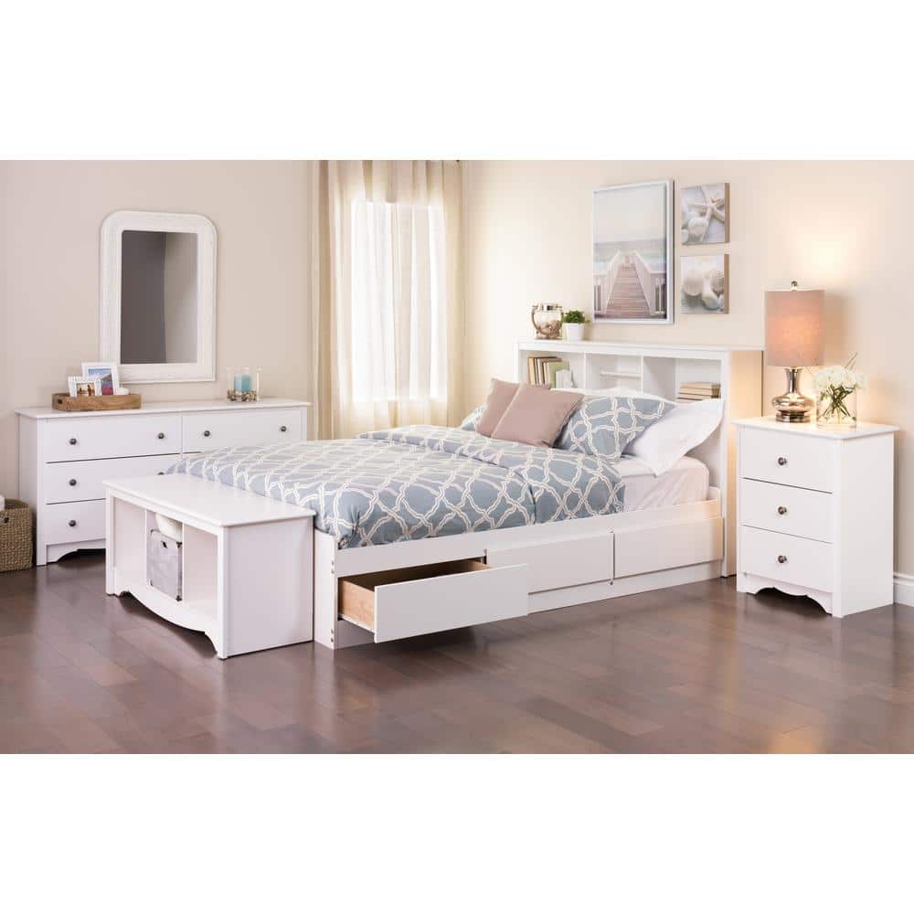 Monterey White 3-Drawer Nightstand with Pewter Knobs - 35.5"