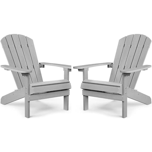 Mximu Classic Grey Plastic Outdoor Patio Adirondack Chair (Set of 2)