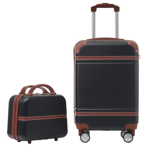 Merax 2-Piece Black ABS Hardshell 20 in. Spinner Luggage Set with Cosmetic Case, 3-Digital TSA Lock